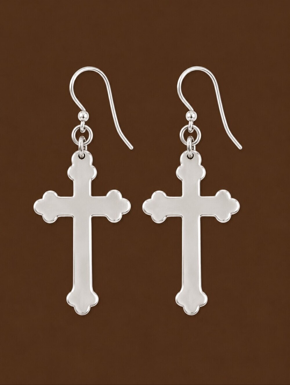3/$20 Silvertone Greek Orthodox Cross Dangle Hook Earrings